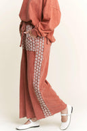 MineralWash Floral Daisy trim Pants-PANTS-Rae Collective, Women's Online Fashion Boutique Located in Phoenix, Arizona (Scottsdale Area)