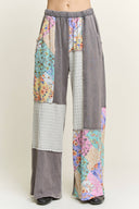Mineral Washed Floral Knit Jacquard Boho Pants