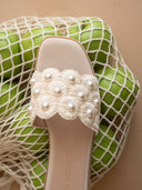 The Cathleen | Ivory Pearl Raffia Slide Sandal