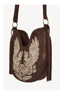 Owl & Rose Embroidered Hobo Bag – Metallic Brown