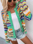 Chevron Stripes Openwork Cardigan-Rae Collective, Women's Online Fashion Boutique Located in Phoenix, Arizona (Scottsdale Area)