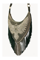 Fly Like An Eagle Fringe Hobo Bag – Metallic Olive