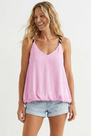 Contrast Twisted Strap High Low Bubble Top