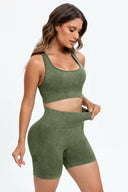 3 Piece Washed Square Neck Wide Strap Active Set-Rae Collective, Women's Online Fashion Boutique Located in Phoenix, Arizona (Scottsdale Area)
