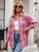 Mandy Pocketed Plaid Collared Neck Long Sleeve Shirt-Rae Collective, Women's Online Fashion Boutique Located in Phoenix, Arizona (Scottsdale Area)