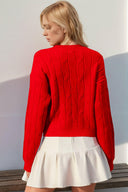 S-3X With Love Cable Knit Bow Sweater-Sweaters-Rae Collective, Women's Online Fashion Boutique Located in Phoenix, Arizona (Scottsdale Area)