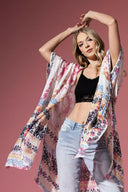 Tie Dye with Ethnic Border Motif Kimono-Kimono-Rae Collective, Women's Online Fashion Boutique Located in Phoenix, Arizona (Scottsdale Area)