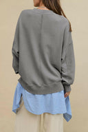 Side Slit Round Neck Long Sleeve Sweatshirt-Rae Collective, Women's Online Fashion Boutique Located in Phoenix, Arizona (Scottsdale Area)