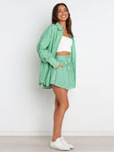 Bon Voyage Striped Button Down Top & Shorts Set-2 Piece Outfit Sets-Rae Collective, Women's Online Fashion Boutique Located in Phoenix, Arizona (Scottsdale Area)