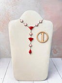 Red Rosarita & Pink Conch Cluster Necklace-Necklaces-Krush Kandy, Women's Online Fashion Boutique Located in Phoenix, Arizona (Scottsdale Area)