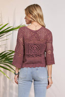Front Drawstring Accent Crochet Top