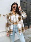 Plaid Button Up Collared Neck Long Sleeve Shirt-Long Sleeve Tops-Rae Collective, Women's Online Fashion Boutique Located in Phoenix, Arizona (Scottsdale Area)