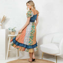 Boho Denim Patchwork Midi Dress-Dresses-Rae Collective, Women's Online Fashion Boutique Located in Phoenix, Arizona (Scottsdale Area)