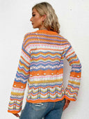 Chevron Stripes Openwork Cardigan-Rae Collective, Women's Online Fashion Boutique Located in Phoenix, Arizona (Scottsdale Area)