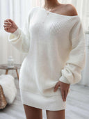Balloon Sleeve Boat Neck Sweater Mini Dress-Rae Collective, Women's Online Fashion Boutique Located in Phoenix, Arizona (Scottsdale Area)