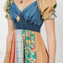 Boho Denim Patchwork Midi Dress-Dresses-Rae Collective, Women's Online Fashion Boutique Located in Phoenix, Arizona (Scottsdale Area)