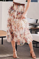 Floral Ruffled Mesh Midi Skirt-Skirts-Krush Kandy, Women's Online Fashion Boutique Located in Phoenix, Arizona (Scottsdale Area)