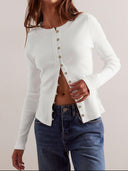 Ribbed Round Neck Long Sleeve Top-Rae Collective, Women's Online Fashion Boutique Located in Phoenix, Arizona (Scottsdale Area)