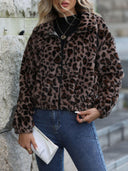 Leopard Collared Neck Zip Up Jacket-Rae Collective, Women's Online Fashion Boutique Located in Phoenix, Arizona (Scottsdale Area)