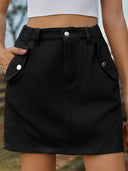Pocketed Buttoned Mini Denim Skirt-Rae Collective, Women's Online Fashion Boutique Located in Phoenix, Arizona (Scottsdale Area)