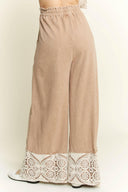 J.HER MineralWash Crochet Plicated Wide Leg Terry Pants-Krush Kandy, Women's Online Fashion Boutique Located in Phoenix, Arizona (Scottsdale Area)