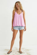 Contrast Twisted Strap High Low Bubble Top
