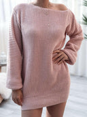 Balloon Sleeve Boat Neck Sweater Mini Dress-Rae Collective, Women's Online Fashion Boutique Located in Phoenix, Arizona (Scottsdale Area)