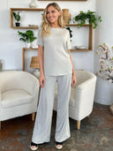 Double Take Full Size Round Neck Short Sleeve T-Shirt and Wide Leg Pants Set-Rae Collective, Women's Online Fashion Boutique Located in Phoenix, Arizona (Scottsdale Area)