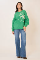 Soft Brushed Embroidered Bow Knit Sweater-Sweaters-Krush Kandy, Women's Online Fashion Boutique Located in Phoenix, Arizona (Scottsdale Area)