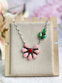 Days of Spring Collection Red Rosarita & Pink Conch Necklace
