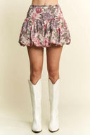 Vintage Floral Print Puff Skirt-Skirts-Krush Kandy, Women's Online Fashion Boutique Located in Phoenix, Arizona (Scottsdale Area)