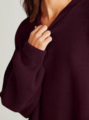 Double Take Side Slit Round Neck Long Sleeve Sweater-Sweaters-Rae Collective, Women's Online Fashion Boutique Located in Phoenix, Arizona (Scottsdale Area)