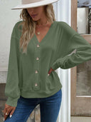 V-Neck Dropped Shoulder Blouse-Rae Collective, Women's Online Fashion Boutique Located in Phoenix, Arizona (Scottsdale Area)