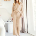LUXE Soft Long Sleeve & Wide Leg Pant Lounge Set-Pants-Krush Kandy, Women's Online Fashion Boutique Located in Phoenix, Arizona (Scottsdale Area)