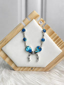 Indigo Blue Dahlia Crystal Necklace Bag 19