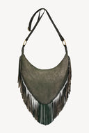 Fly Like An Eagle Fringe Hobo Bag – Metallic Olive