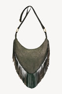 Fly Like An Eagle Fringe Hobo Bag – Metallic Olive