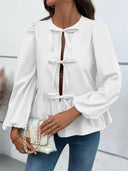 Ivy Lane Peplum Tied Long Sleeve Blouse-Rae Collective, Women's Online Fashion Boutique Located in Phoenix, Arizona (Scottsdale Area)