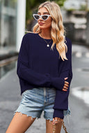Round Neck Drop Shoulder Long Sleeve Sweater-Rae Collective, Women's Online Fashion Boutique Located in Phoenix, Arizona (Scottsdale Area)