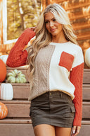 Color Block Round Neck Long Sleeve Sweater-Rae Collective, Women's Online Fashion Boutique Located in Phoenix, Arizona (Scottsdale Area)