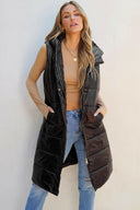 Longline Hooded Sleeveless Puffer Vest-Rae Collective, Women's Online Fashion Boutique Located in Phoenix, Arizona (Scottsdale Area)