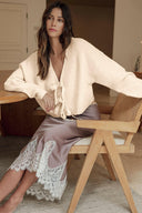 Jet Stream Bowknot Front Loose V Neck Knitted Cardigan-Krush Kandy, Women's Online Fashion Boutique Located in Phoenix, Arizona (Scottsdale Area)
