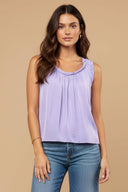 Scoop Neck Tank Top With Shirring Detail