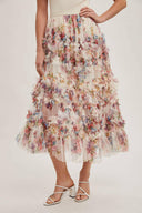 Floral Ruffled Mesh Midi Skirt-Skirts-Rae Collective, Women's Online Fashion Boutique Located in Phoenix, Arizona (Scottsdale Area)