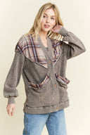 Mineral Wash Cardigan with Plaids-Cardigan-Krush Kandy, Women's Online Fashion Boutique Located in Phoenix, Arizona (Scottsdale Area)
