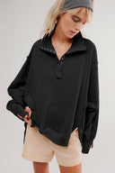 Exposed Seam Side Slit Long Sleeve Sweatshirt-Rae Collective, Women's Online Fashion Boutique Located in Phoenix, Arizona (Scottsdale Area)