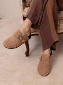 The Toni | Latte Studded Buckle Clog