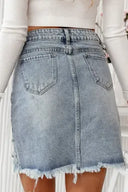 Beau Blue Shimmer Heart Pattern Distressed Denim Mini Skirt-Krush Kandy, Women's Online Fashion Boutique Located in Phoenix, Arizona (Scottsdale Area)
