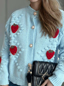 Strawberry Button Down Long Sleeve Cardigan-Cardigans-Rae Collective, Women's Online Fashion Boutique Located in Phoenix, Arizona (Scottsdale Area)