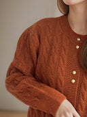 Cable-Knit Round Neck Long Sleeve Cardigan-Cardigans-Rae Collective, Women's Online Fashion Boutique Located in Phoenix, Arizona (Scottsdale Area)